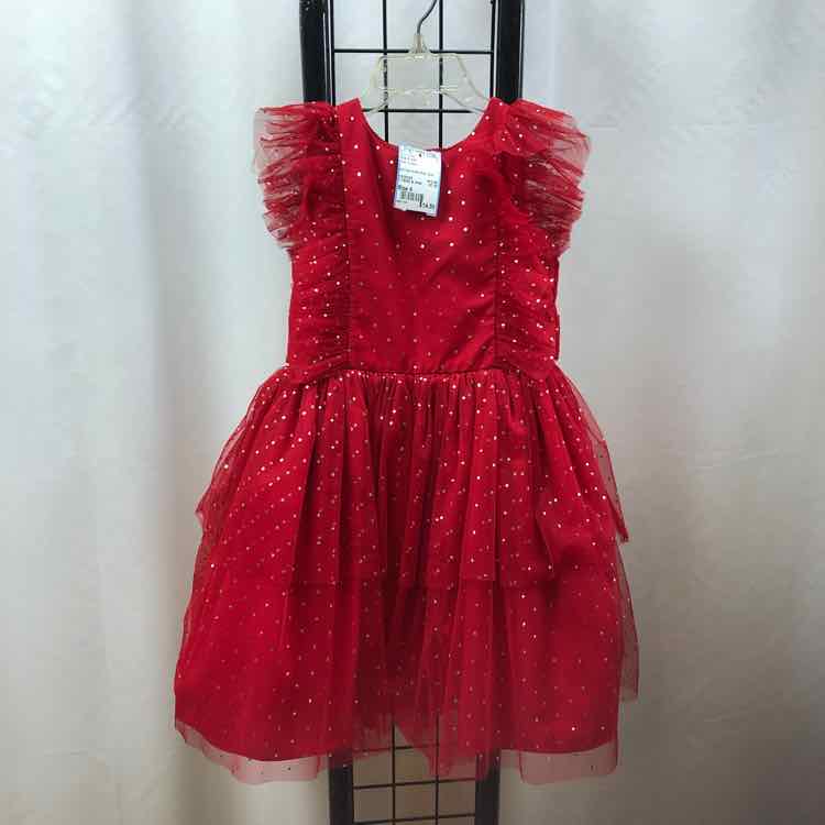 Pipa & Julie Red Dotted Child Size 4 Girl's Dress