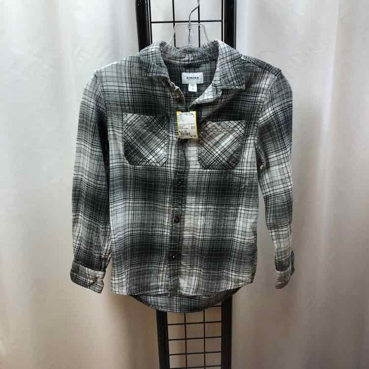 Sonoma Gray Plaid Child Size 7/8 Boy's Shirt