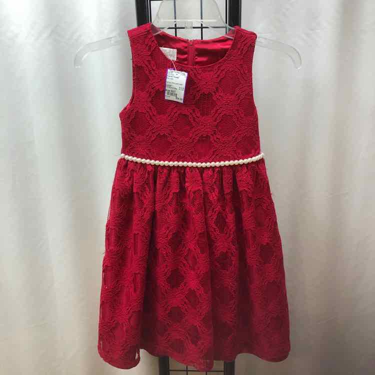 American Princess Red Lace Child Size 6X/7 Girl's Dress