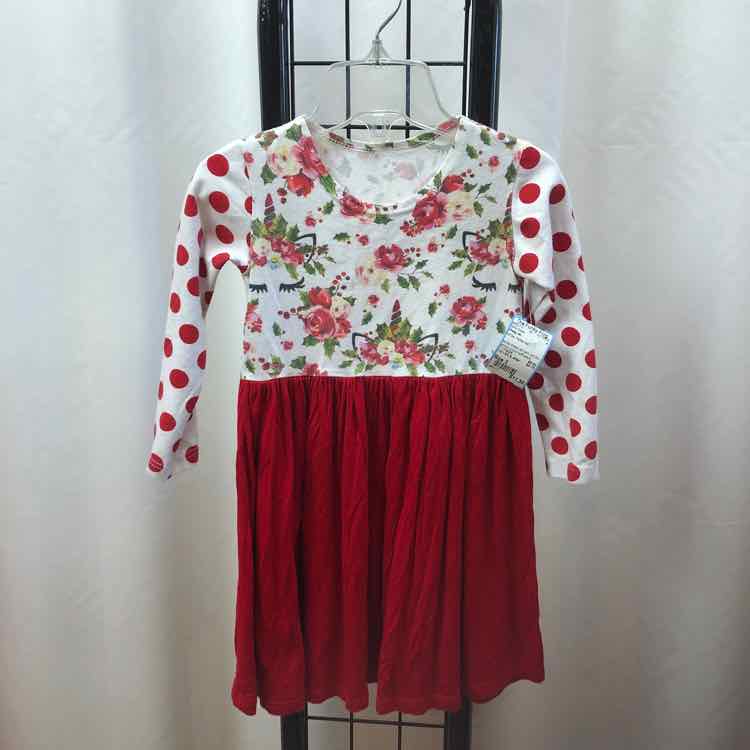 Pretty Me White Patterned Child Size 3 Girl's Dress