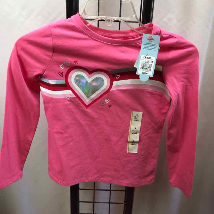 Cat & Jack Pink Hearts Child Size 6/7 Girl's Shirt