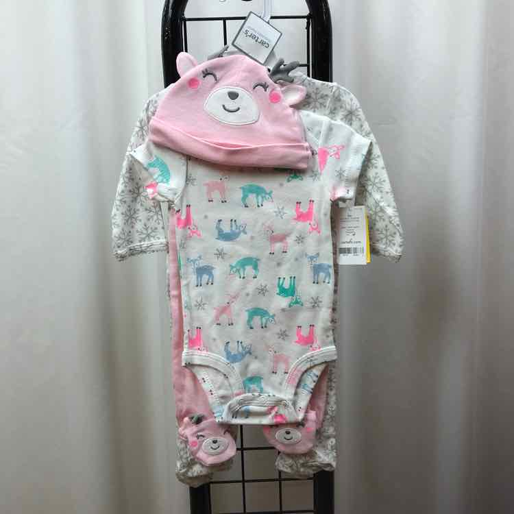 Carter's White Patterned Child Size 3 m Girl's Outfit