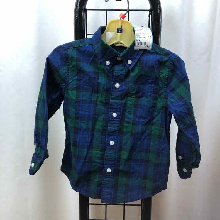 Janie and Jack Navy Plaid Child Size 2 Boy's Shirt