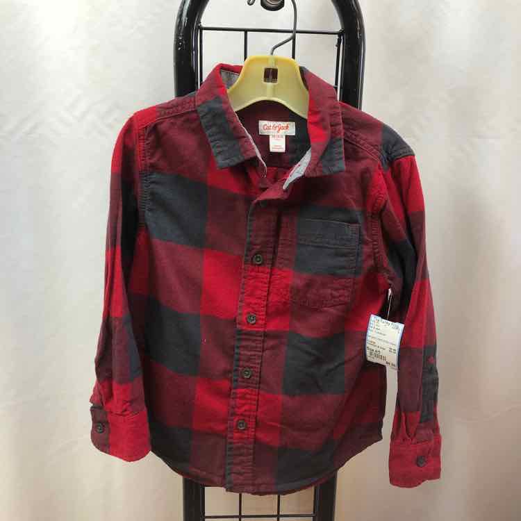 Cat & Jack Red Checkered Child Size 4/5 Boy's Shirt