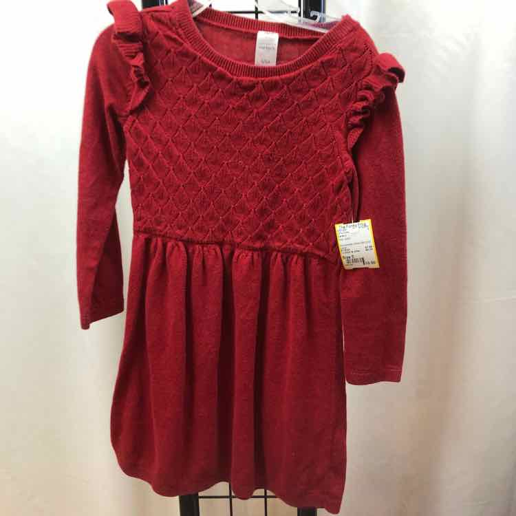 Carter's Red Solid Child Size 5 Girl's Dress