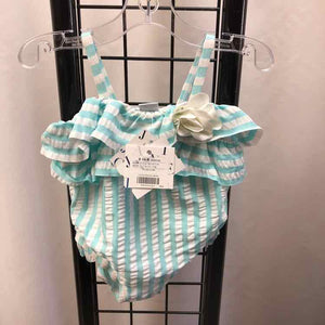 Janie and Jack Baby Blue Seersucker Child Size 3-6 Months Girl's Swimwear