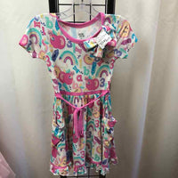 Birdie Bean White Patterned Child Size 4 Girl's Dress
