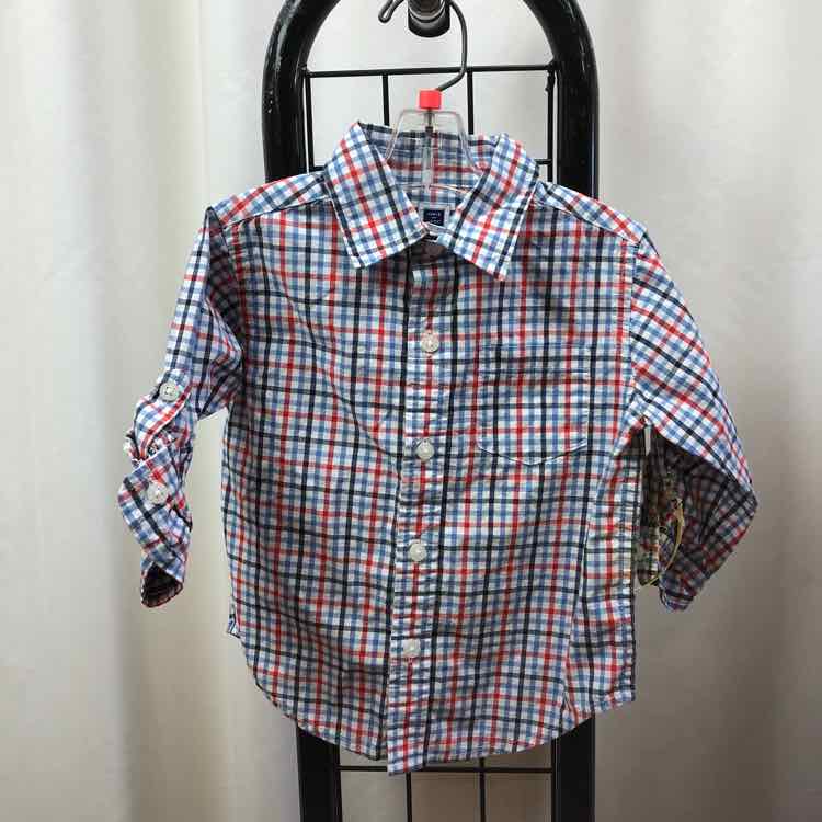 Janie and Jack Blue Plaid Child Size 12-18 m Boy's Shirt