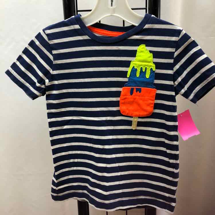 Mini Boden Navy Stripe Child Size 5/6 Girl's Shirt