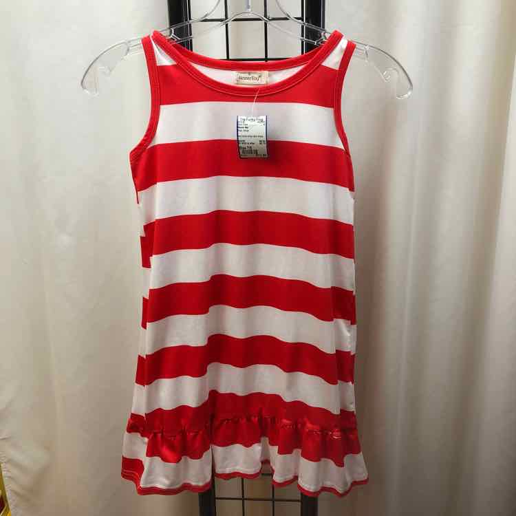 Besser Bay Red Stripe Child Size 7/8 Girl's Dress