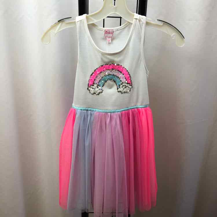 Pinky White Sequin Child Size 6 Girl's Dress