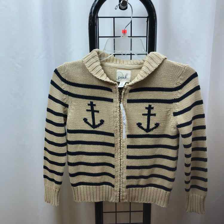 peek a baby Tan Stripe Child Size 8 Boy's Sweater
