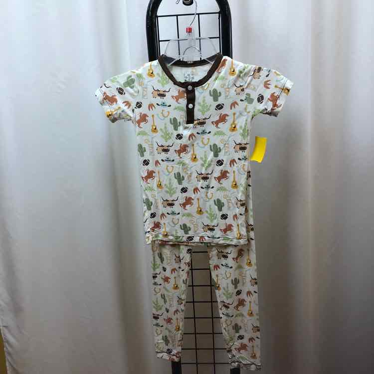 Kickee Kids White Patterned Child Size 8 Boy's Pajamas