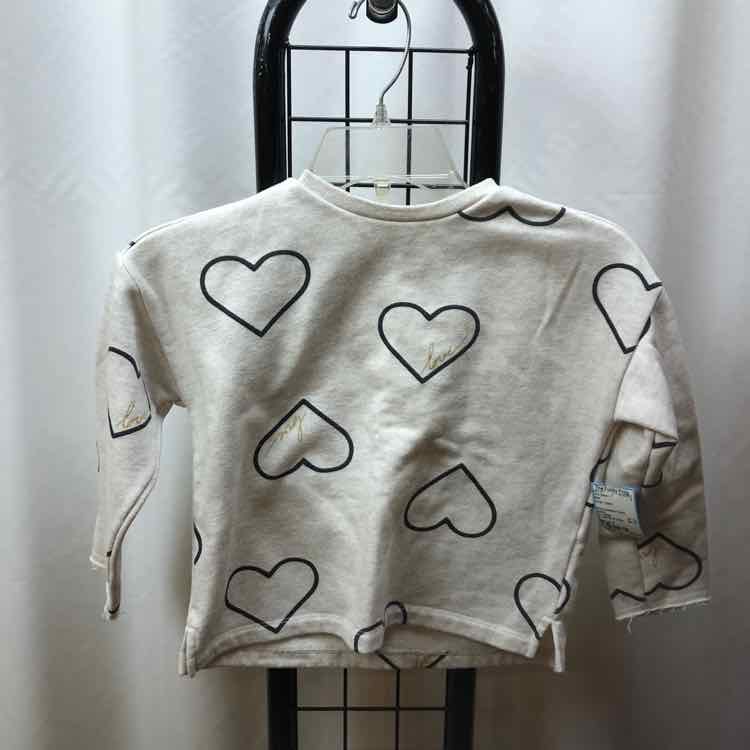 Zara White Hearts Child Size 7 Girl's Sweatshirt