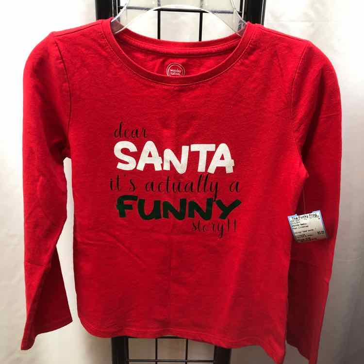 Wonder Nation Red Christmas Child Size 7/8 Girl's Shirt