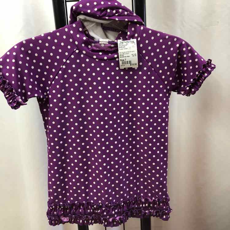 Ruffle butt Purple Dotted Child Size 7 Girl's Swimwear