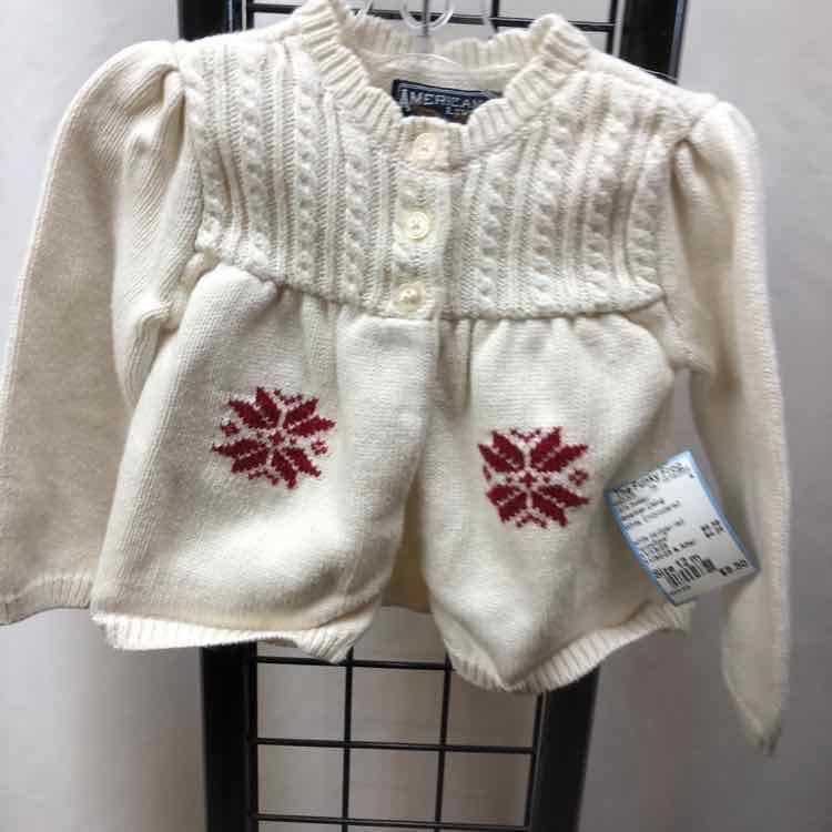 American Living White Embroidered Child Size 12 m Girl's Sweater