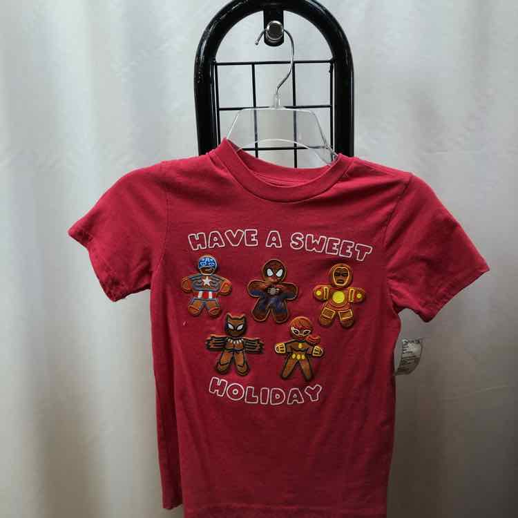 marvel Red Christmas Child Size 6 Boy's Shirt