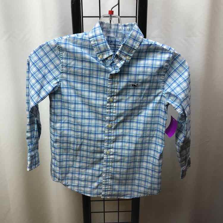 Vineyard vines Baby Blue Plaid Child Size 6 Boy's Shirt