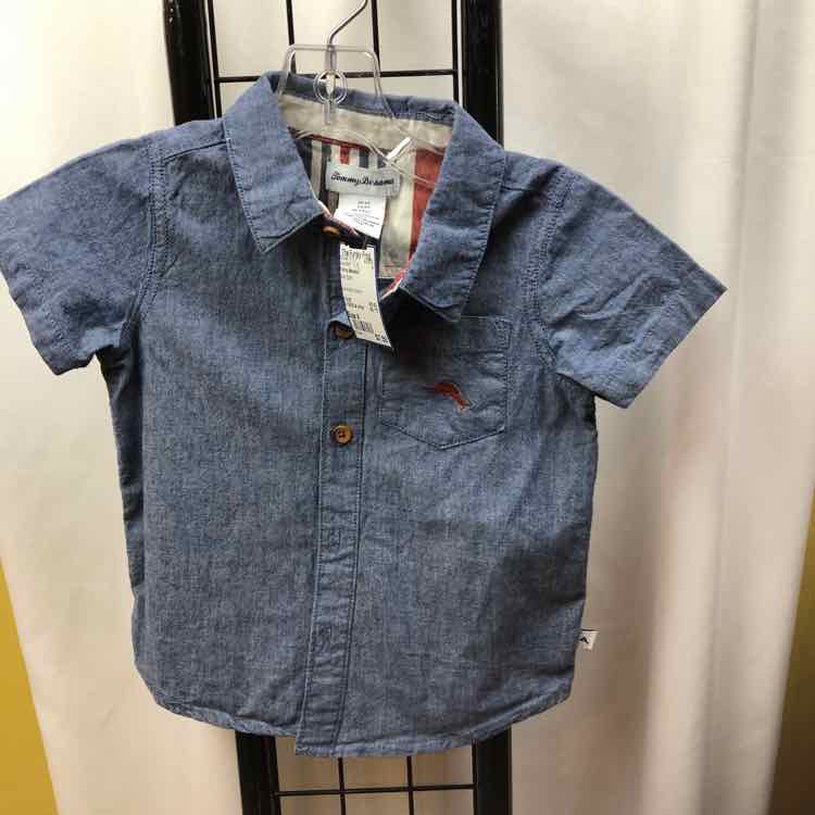 Tommy Bahama Blue Solid Child Size 4 Boy's Shirt