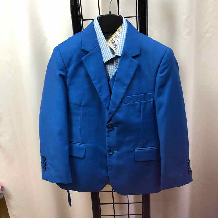 Andrew Frezza Blue Solid Child Size 4 Boy's Suit