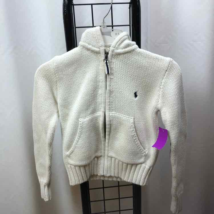 Ralph Lauren White Solid Child Size 5 Boy's Sweater