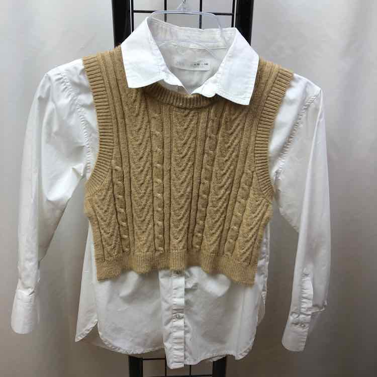 Zara White Solid Child Size 9/10 Girl's Shirt