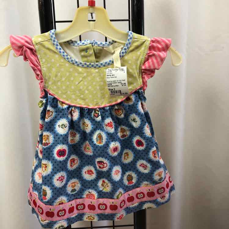 Matilda Jane Blue Patterned Child Size 2 Girl's Shirt