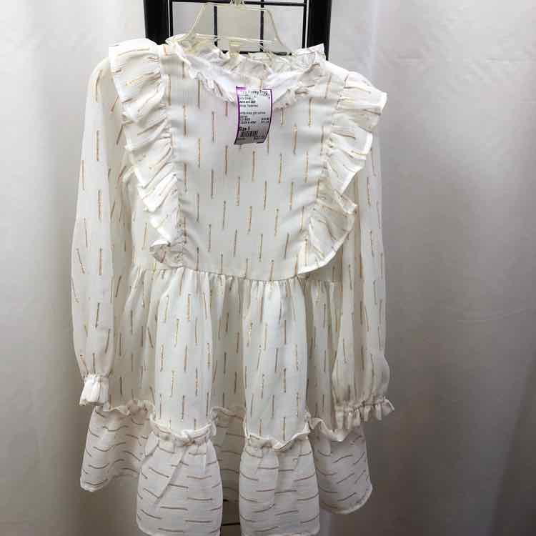 Janie and Jack White Patterned Child Size 5 Girl's Dress