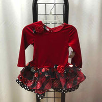 Bonnie Baby Red Patterned Child Size 12 m Girl's Dress
