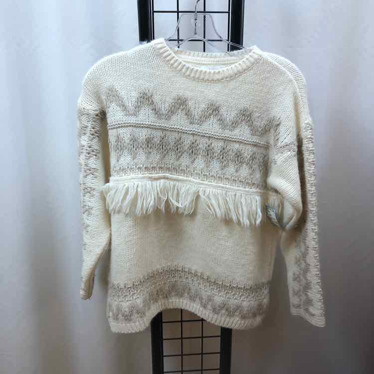 Zara White Patterned Child Size 10 Girl's Sweater