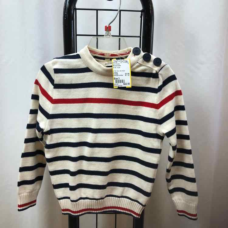 Monoprix kids White Stripe Child Size 3 Boy's Sweater