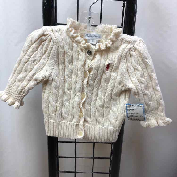 Ralph Lauren White Solid Child Size 6 m Girl's Sweater