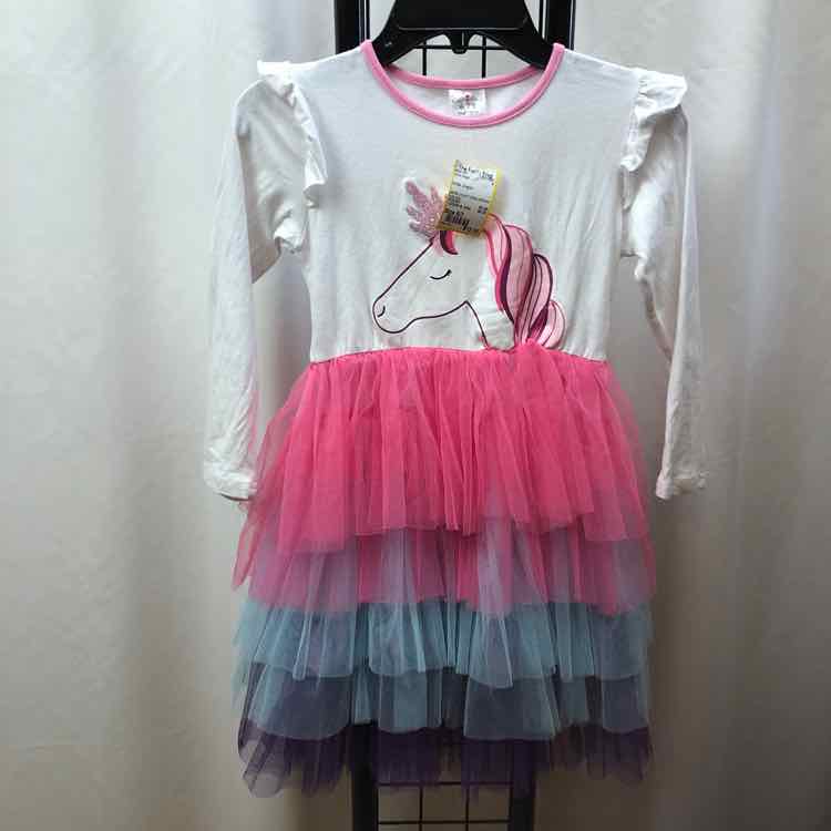 White Graphic Child Size 6/7 Girl's Dress