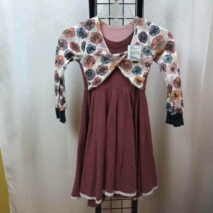 The Teacam Collection Brown Floral Child Size 6 Girl's Dress
