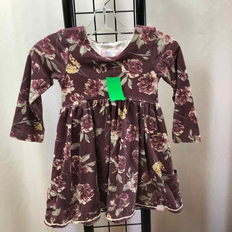 Sweet Honey Maroon Floral Child Size 3 Girl's Dress