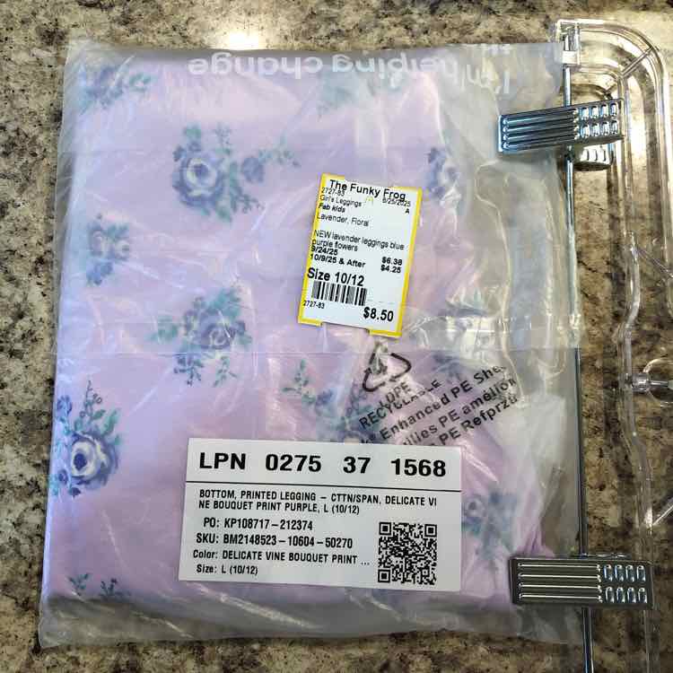 Fab kids Lavender Floral Child Size 10/12 Girl's Leggings