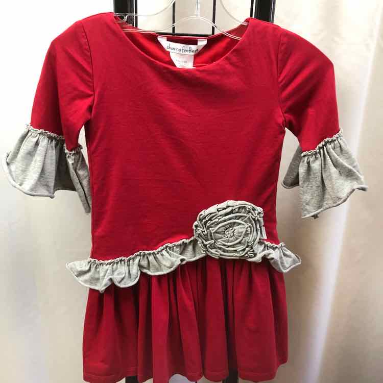 Chasing Fireflies Red Solid Child Size 4/5 Girl's Dress