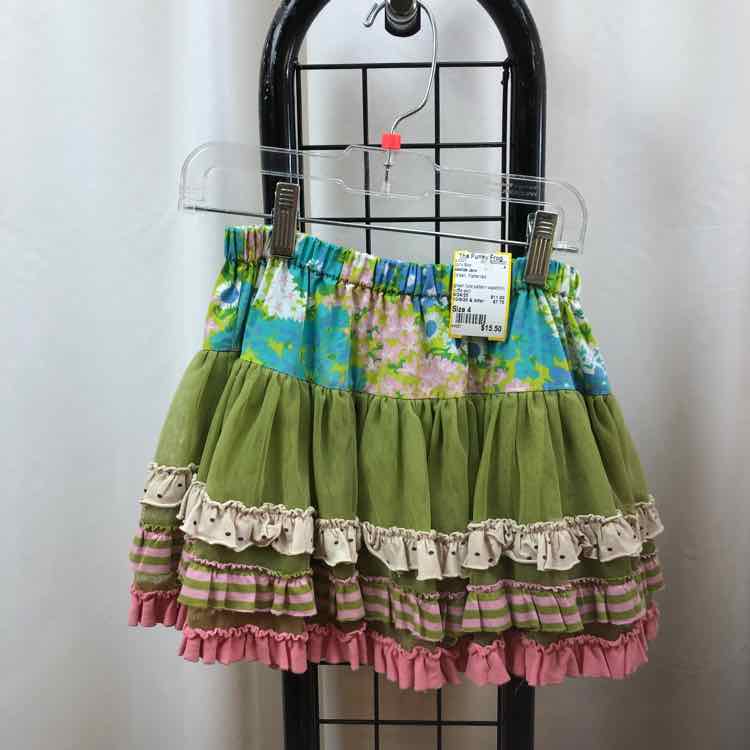 Matilda Jane Green Patterned Child Size 4 Girl's Skirt