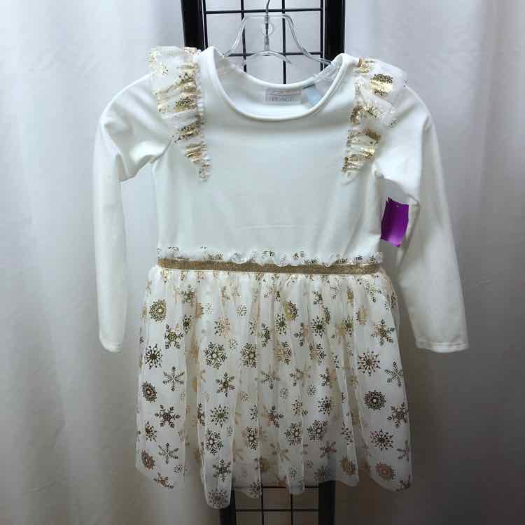 Children's Place White Patterned Child Size 5 Girl's Dress