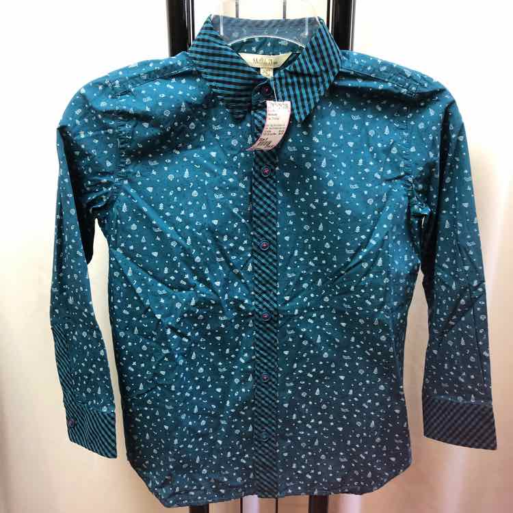 Matilda Jane Teal Christmas Child Size 8 Boy's Shirt