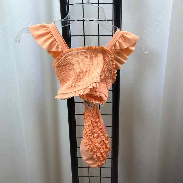 Ruffle butt Orange Smocked Child Size 8 Girl's Swimwear