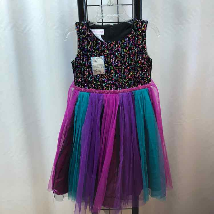 Bonnie Jean Black Sequin Child Size 4 Girl's Dress