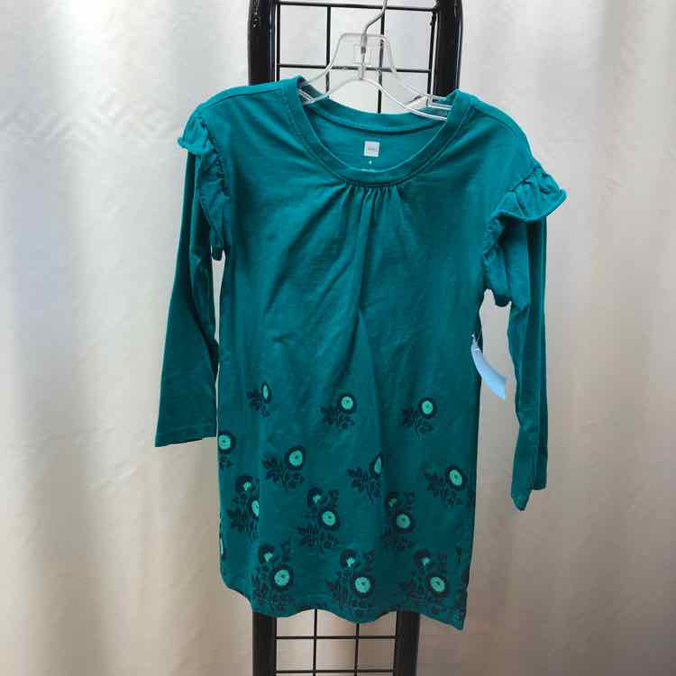 Tea Teal Floral Child Size 4 Girl's Dress