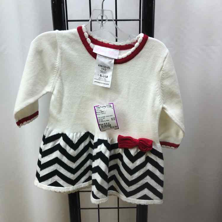 Bonnie Baby White Chevron Child Size 6-9 m Girl's Dress