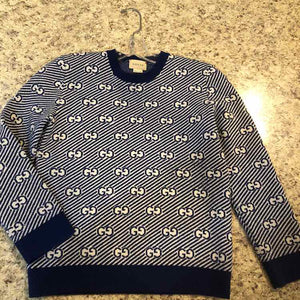 Gucci Blue Stripe Child Size 8 Girl's Sweater
