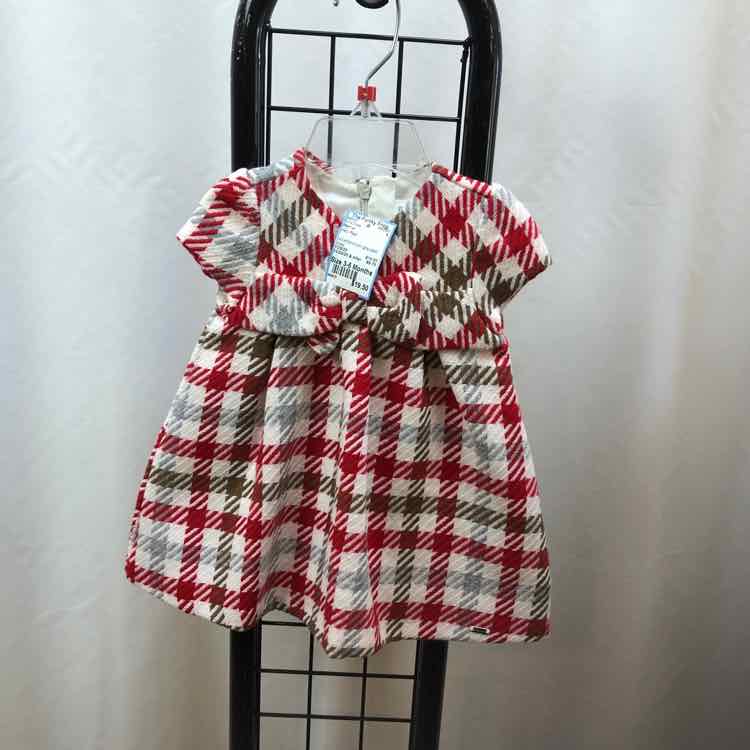 Mayoral Red Plaid Child Size 3-6 Months Girl's Dress