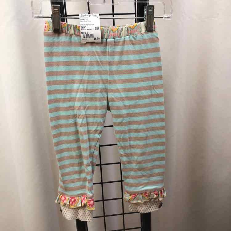 Mustard Pie Baby Blue Stripe Child Size 2 Girl's Leggings