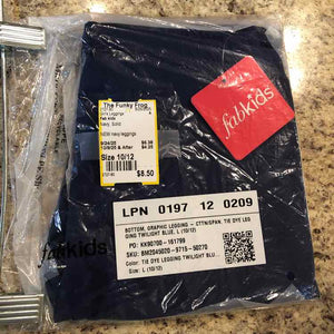 Fab kids Navy Solid Child Size 10/12 Girl's Leggings