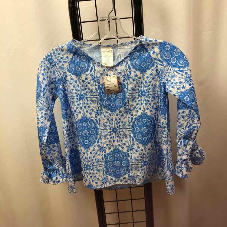 Persnickity Blue Patterned Child Size 6 Girl's Shirt